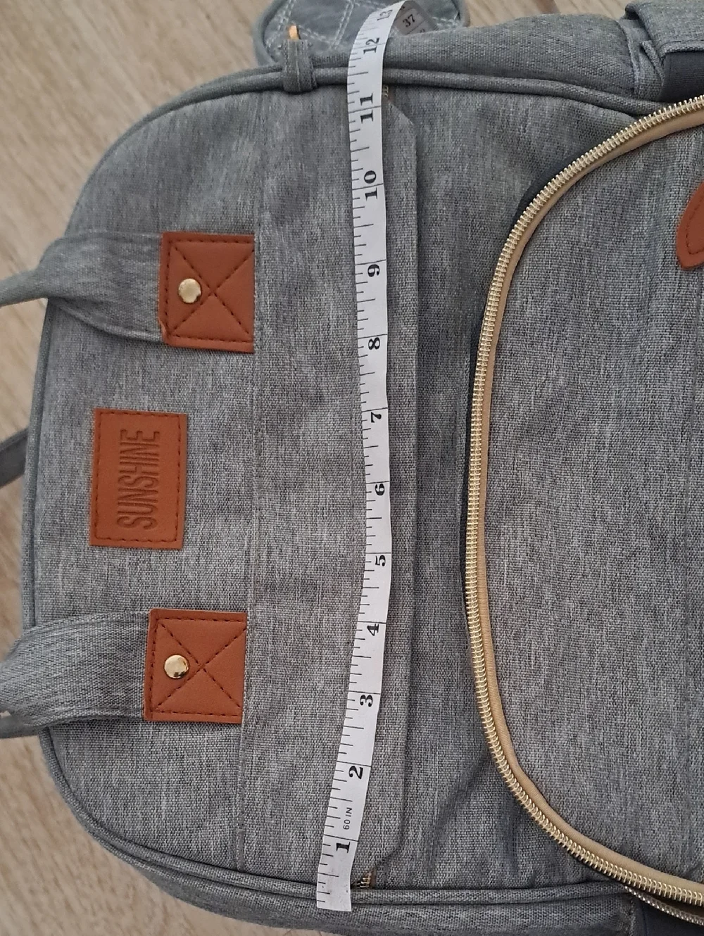 SUNSHINE Gray Baby Backpack with Tan Accents